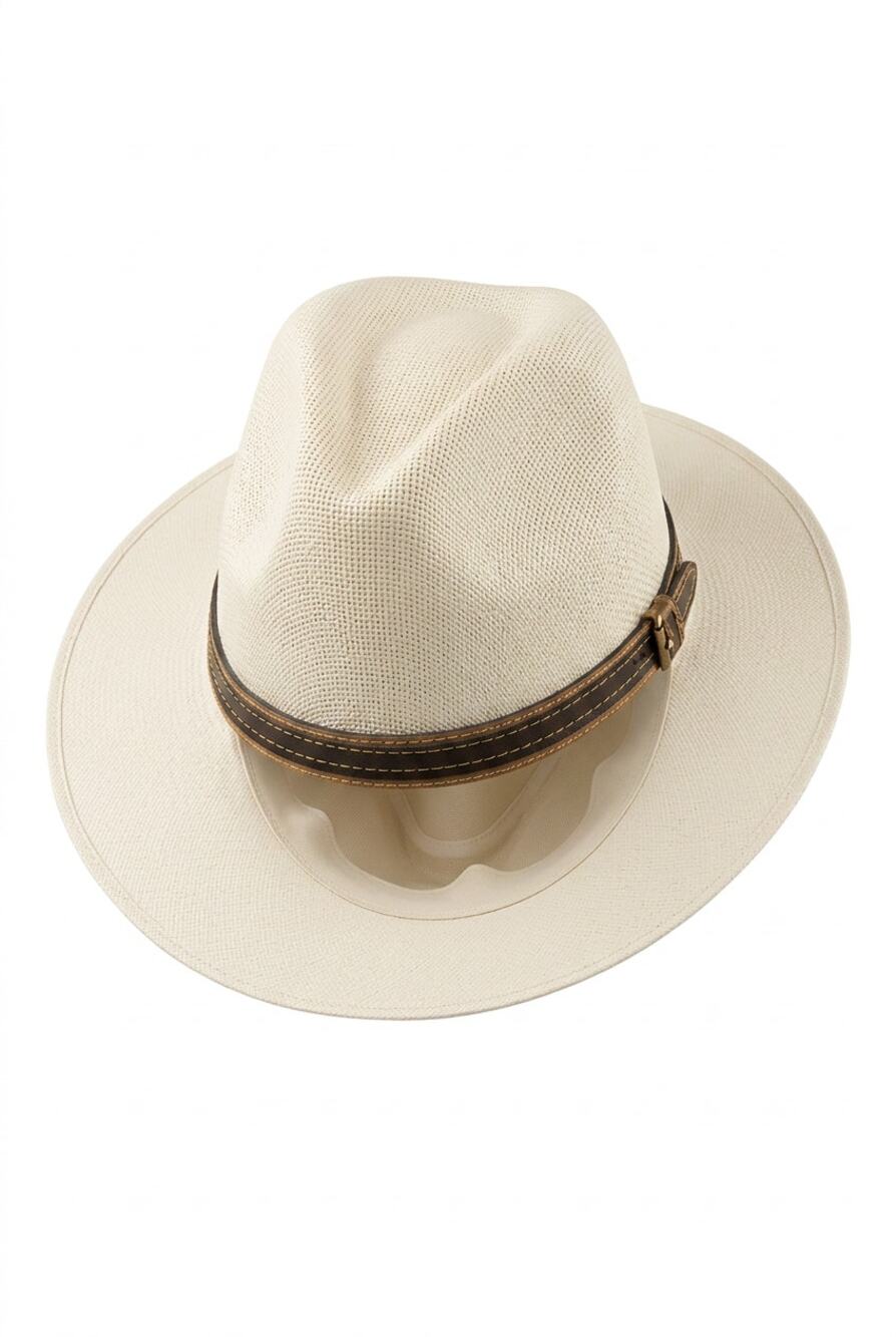 Beristain White Mesh Fedora Hat Medium Unisex Beach Pachuco Panama Style